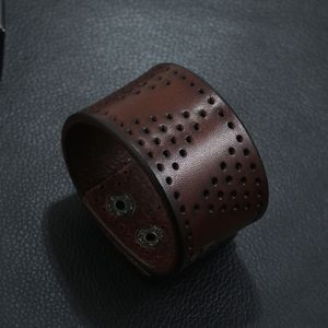 Retro Dreieck Hohlloch Leder Armreif Manschettenknopf Verstellbares Armband Armband für Männer Frauen Modeschmuck