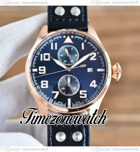 45mm Pilotlar İzler IW515204 Otomatik Erkekler İzle Siyah Dial Gül Altın Kasa Deri Depo Kronograf büyük boyutlu TimezoneWatch E210A5