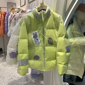 Damen Daunenparkas Frauen DIY Bilder Patchwork Daunenjacke Lässiger Stil Herbst Winter Weiße Ente Daunenmäntel und Parkas Weiblich Outwear 220914