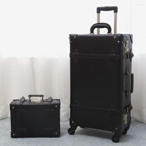 Valizler Retro Tasarım Moda Tramvay Bagaj Erkekler için Vintage PU Deri Bavul Kombinasyon Kilidi 20/24 inç