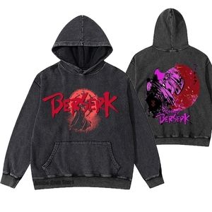 Mens Hoodies Sweatshirts Anime Hoodies Berserk Baskılı Sweatshirt Polar Sweatshirts Eski Moda Sokak Giyim Kapüşonlu Büyük Boyut Hoodie Erkekler için Hoodie 220914