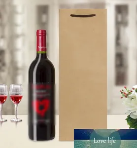 En kaliteli şarap şişesi torbası Kraft Kağıt Torba Tutamalı Yeniden Kullanılabilir Tek Kırmızı Şarap Çantaları Hediye Şarap Tote Alışveriş Partisi Favors