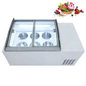 Шкаф для мороженого мороженого для коммерческой настольной витрины 6 круглых бочек 190 Вт