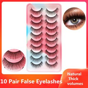 Natural Faux Mink Eyelashes 3D Thick Wispy Full Strip Lashes Extension Reusable Soft Light Lash Makeup Rainbow Box