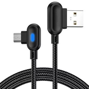 90 Derece 3ft USB kabloları Oyun Hızlı Şarj Veri Senkronizasyon Kablosu LED Işıkla Mikro Adaptör