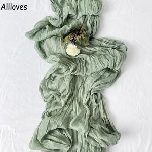 Retro Boho Ülke Düğün Süslemeleri Yarı şeffaf gazlı bez koşucusu Sage Cheesecloth Yemek Ayar Vintage Nuptial Party Noel Ziyafetler Kemerler Dekor Cl1145