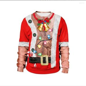 Erkek Hoodies Erkek Noel Günü Üstsüz Göbek Düğmesi Saç Seksi Riskten Çift 3D Dijital Baskı Yuvarlak Boyun Erkek Giysiler Ceket