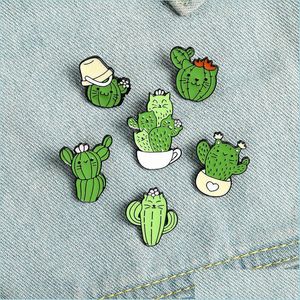 Pins Broschen Katze Kaktus Emaille Broschen Pin Mädchen Schmuck Zubehör Vintage Brosche Pins Abzeichen Geschenk 1460 E3 Drop Lieferung 2021 Dhsel Dhfru