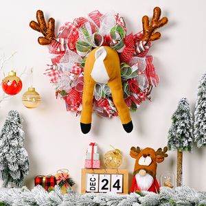 Noel dekorasyonları 55cm elk çelenk duvar ön kapı açık yapay çelenk asılı süslemeler ev zemin dekor 220914
