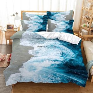 Yatak takımları güzel okyanus dalgaları doğal manzara aşağı yorgan kapağı yastık kılıfı 3D dijital baskı seti
