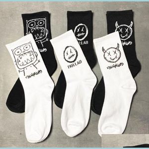 Gaiters Men Socks Japanese Cotton Cartoon Pattern Hip Hop Style Breathable Mid Tube Skateboard Soft Long Sock For Drop Delivery 2021 Dhguf