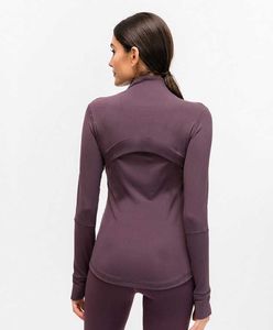 L-78 Sonbahar Kış Fermuarı Ceket Hızlı Kurucu Kıyafet Yoga Giysileri Uzun kollu başparmak delik eğitimi Koşu Ceket Kadın Pigulu Slim