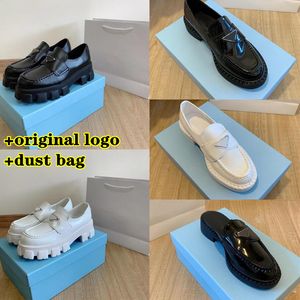 Tasarımcı Kadın Monolith Rahat Ayakkabılar Kalın Alt Dişli Üçgen P Loafer'lar Siyah Cloudbust Hakiki Deri Ayakkabı Artış Platformu Sneakers 35-41