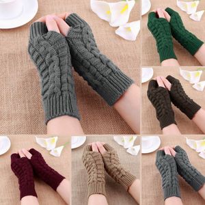 Half Finger Gloves for Women Winter Soft Warm Wool Knitting Arm Gloves Soft Warm Mittens Handschoenen Unisex FY3894 P0916