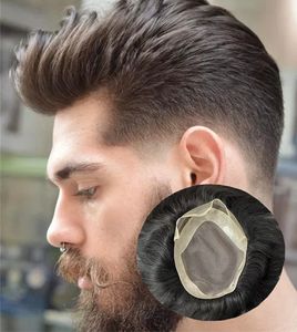 100% человеческие волосы моно базовая 1# черный цвет прямой индийский шнурок мужской парик