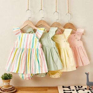 Completi di abbigliamento Set di vestiti per bambini Summer Born Cotton Flying Sleeve Dress Jumpsuit 2022 Princess One Piece Cute Girl Body
