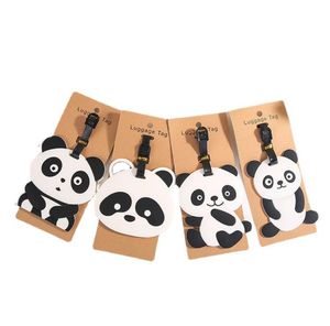 Yaratıcı PVC Panda Bagaj Tag Anahtar Partisi Favor Taşınabilir Karikatür Seyahat Etiketi Keyasyon SN4158