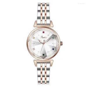 Нарученные часы Высококачественный Японский кварцевый движение белый циферблат с розовым золотым тоном руки водонепроницаемые дамские часы капля