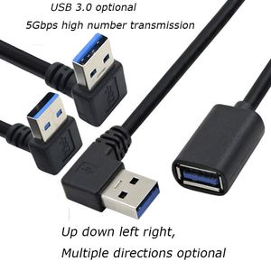 Bilgisayar Kabloları Konektörler20cm 90 Derece USB 3.0 Erkek - Kadın Adaptör Kablo Açısı Uzatma Genişletici 5Gbps Hızlı Şanzıman Sol/Sağ/Yukarı/Aşağı