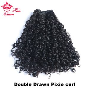 Çift Çekilmiş Pixie curl 12 - 24 inç Brezilya Kıvırcık Ham Saç Örgü Demetleri Bakire İnsan Saç Dalgası %100 İşlenmemiş Saç Atkı Uzantıları Doğal Siyah Renk