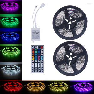 Струнки супер-яркое освещение 10 м Высококачественное SMD RGB 2x5M 600LEDS Светодиодная полоса 44 Ключевой IR удаленный контроллер