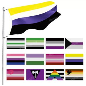 Regenbogen-Pride-Flaggen, 90 x 150 cm, 3 x 5 Fuß, individuelles Banner, Metalllöcher, Ösen, nicht-binär, aromantisch, Lippenstift, lesbisch, asexuell, kann individuell angepasst werden