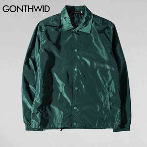 Erkek ceketleri gonthwid hip hop rüzgarlık koçu ceket sokak kıyafetleri 2022 düz boş ince ceket harajuku gündelik ceketler yeşil siyah pembe t220914