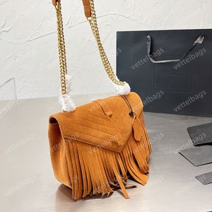 Püskül crossbody kadın omuz çantaları lüks tasarımcı çanta moda haberci çantası chian kayış zarfı orijinal 3 renk flep cüzdan klasik çanta toptan