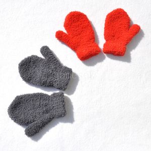 Baby Kids Plush Thick Warm Baby Gloves Winter Plus Velvet Mittens Children Coral Fleece Full Finger Gloves for 1-4Y de772