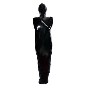 Фетиш из ПВХ искусственные кожаные костюмы костюмы женская сексуальная черная мама полная боди блестящий спальный мешок Zentai костюм для взрослых косплей.