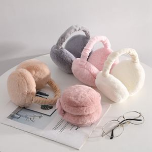 6Pcs Winter Warm Ear muffs Portable Foldable Hamburger Ear Cover Fashion Outdoor Male Female Plush EarMuffs