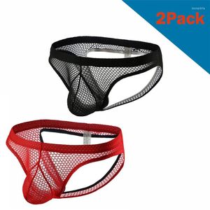 Unterhosen 2 Teile/satz Sexy Herren Unterwäsche Mesh Slip Bikini Atmungsaktive Niedrige Taille Backless Männliche Homosexuell Homme Höschen Fishnet Bademode