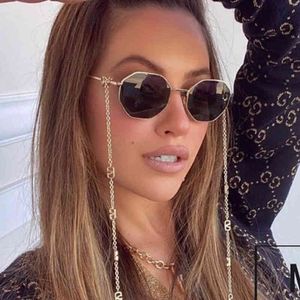 Fashion Small Round Gradient Sunglasses Women Men Designer Shades Metal With Chain Vintage Punk Sun Glasses