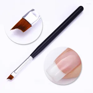 Nail Brushes 1Pcs French Tip Brush Silver Black Handle Half Moon Shape Acrylic Painting Drawing Pen Art Tool