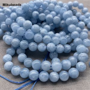 Crystal Wholesale Natural 6mm 8mm AA Aquamarine Smooth Round Loose Beads For Jewelry Making DIY Bracelets Necklace 220916