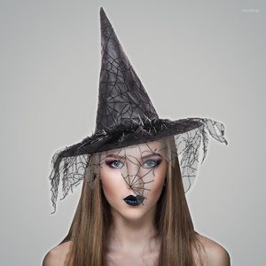 Шапочки Хэллоуин вечерние шапки ведьмы сетка модные женские туфли маскарад Косплей волшебная кепка волшебника для одежды реквизит макияж ведро шляпа