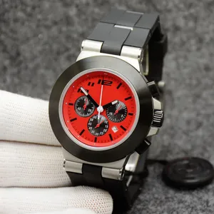 Quartz Chronograph Sapphire Glass Red Dial 44M Mens Watch Rubberclad Logo Lego Партнер