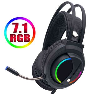 Гульническая гарнитура 7 7.1 Слушательный звук с наушниками для микрофона USB Wired RGB Gamer наушники для ПК Xbox One PS4 T220916