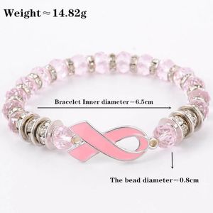 Браслеты с розовой лентой и бриллиантами для женщин, браслет для осведомленности о раке молочной железы