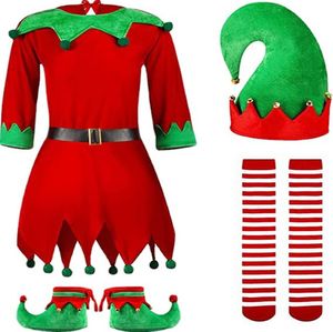 Cadılar Bayramı Noel Bebek Kız Giysileri Setleri Kırmızı Sevimli Spirit Anaokulu Performans Giysileri Kostüm Şapkası ve Noel Elbise Çoraplar 4 PCS Set Çocuk Giyim