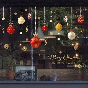 Наклейки на стены с Рождеством, наклейки на окна мяч, украшение, съемный водонепроницаемый рождественский дом супермаркет декор 220919