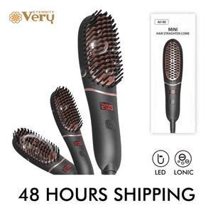 Colinhos de cabelo alisadores Novo Cabelo De alisador Hot Brush Hair Mulher Pincel para Curler Cerâmica Multi-Speed ​​Endireenamento de Endurecimento Curling Brush T220916