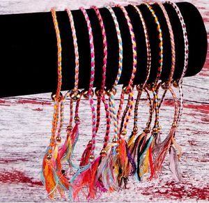 Сплетенная ручная плетеная плетеная дружба браслет на пляж богемный полиэфирный переплетенный браслет для женщин для женщин.