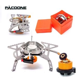 Camp Kitchen PACOONE Tourist Camping Wind Proof Gas Stove Outdoor Strong Fire Heater Portable Folding Ultralight Picnic Cooker 220920