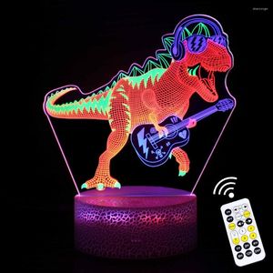 Gece Işıkları Akrilik Masa Lambası LED Dokunmatik Kontrol Zamanlaması 3D Dinozor Ev Odası Dekoru Işık Tatil Yaratıcı Hediye