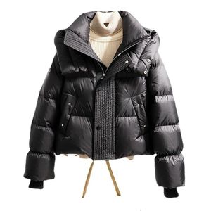 Kadınlar Aşağı Parkas Kadın Kalın Beyaz Kapüşonlu Ceket Duck Down Down Ekmek Ceket Kore Highend Kısa Kış Kış Sıcak Snowwear Fashion Marka 220921