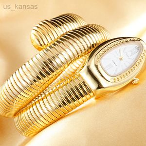 Kadın Saatleri 2022 Moda Bayanlar Lüks Altın Yılan Kadın Kuvars Bileklik Bileklik Reloj Mujer Relogio Feminino L220921