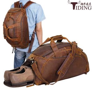 Duffel Bags Chaoniu кожаная ручная багажная сумка с большим рюкзаком кожаный рюкзак может использоваться в качестве независимого мусора для обувного склада 220920