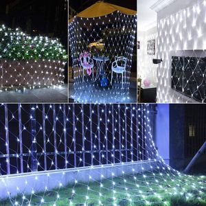 LED String Noel Net Işıkları 4x6m 1.5x1.5m 2x3m 8x10m Noel Çelenkler Peri Noel Partisi Bahçe Düğün Dekorasyon Perde Işık