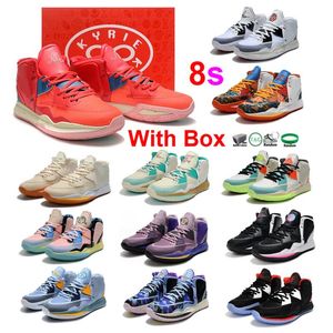 Kyrie 8 Basketbol Ayakkabıları 1 Dünya 1 Kişi Ateş ve Buz Infinity Sue'yu Taze Tut Çift Yönlü Sevgililer Günü Erkek Ayakkabısı Kutu Spor Ayakkabısı Sporları